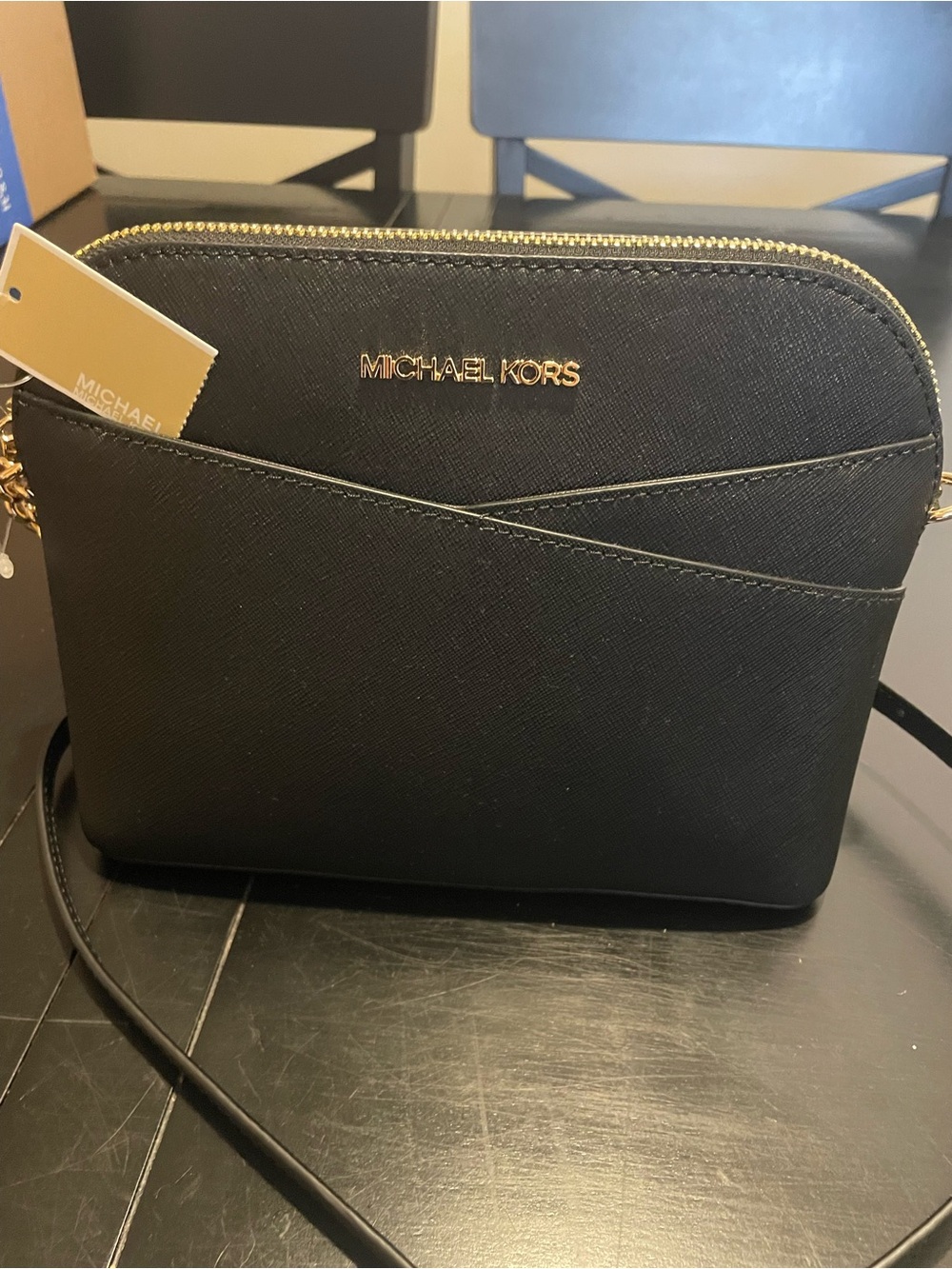 Michael Kors Black Crossbody with Gold Hardware